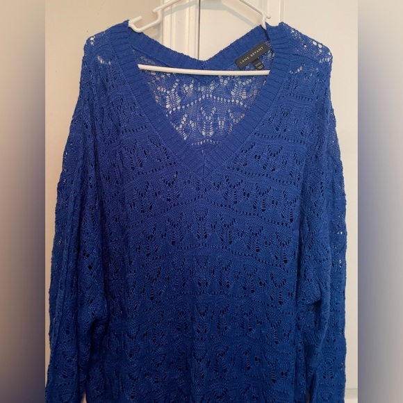 NWT Plus Size Lane Bryant Crochet Knit Sweater Royal Blue, 22W/24W, Beach Vacay - Picture 2 of 10
